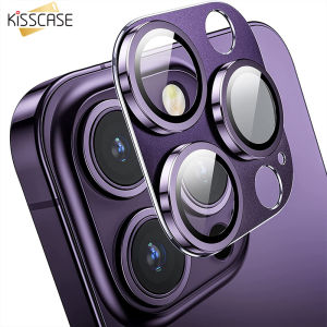 KISSCASE Full Cover Metal+Glass Camera Lens Protector on For iPhone 15 Pro Max Tempered Glass For iPhone 15 Pro 14 Plus 13 Mini 12 11 Metal Camera Protector 1 Piece Pack