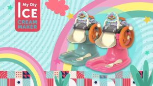 Hộp đồ chơi máy làm kem mini làm kem thật ăn được màu hồng xinh xắn quà tặng cho bé gái