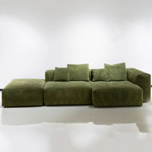 Scandinavian Module Fabric Sofa Living Room Corduroy Toast Retro Green Square Combination Small Apartment Removable and Washable