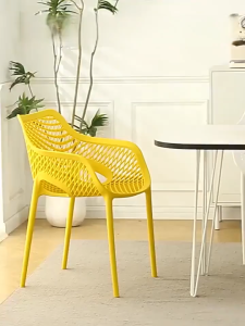 Stackable Plastic Chair with Armrest Breathable Mesh Back Commercial Dining Chair for Restaurant Cafe