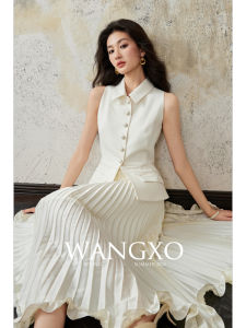 WANGXO | Áo Vest Không Tay Dệt Mật Độ Cao Có Gập Eo