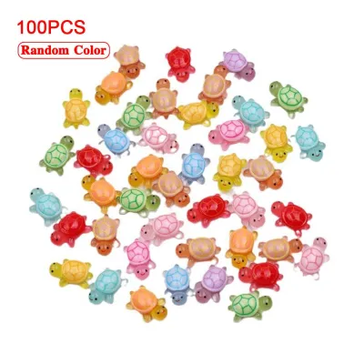 1PC Night Glow Large Turtle+100pcs Mini Luminous Turtles Figurines Resin Craft Glowing Turtle Storage Ornament Landscape Desktop