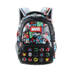 Cặp Học Sinh Nhện Đồng Thương Hiệu Smiggle Marvel Chính Hãng Úc Ba Lô Trẻ Em Túi PU Chống Nước Cho Bé Trai 7-12 Tuổi 16 Inch