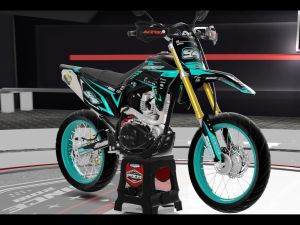 Decal CRF 150 L Fullbody Tosca Biru merah keren sticker fullbody elegan