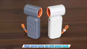 Wekey H06 Rechargeable Portable Handheld Fan 8000mAh Power Bank Bladeless Turbo Mini Fan with LED Digital Display 5 Speed Wind Built-in Type-C Cable for Car Home Hotel Travel