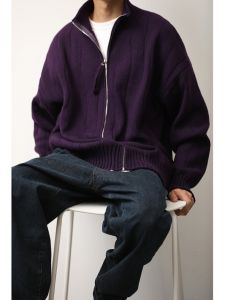 Loose Mens Zipper Collar Knitwear Autumn Winter Casual Sweater Cardigan Japanese Style Long Sleeve Youth Fashion Knitted Coat