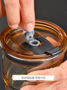 set of 2pcs Coffee Mug With Cover Double Wall Glass Cups mugs coffee Silicone Straw mug souvenir personalized 450ml