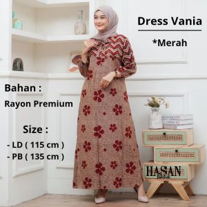 Batik Hasan - Dress Vania Dress Batik Wanita Lengan 7/8 Rayon Premium Busui