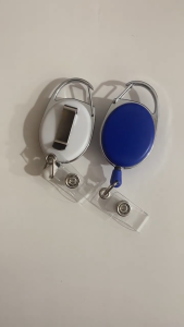 Quick Release ID Badge Reel with Carabiner and Retractable Clip for Office ID Cards Black ABS