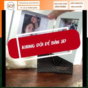 {CÓ ĐÈN} Khung ảnh đôi 3D khung ảnh gập kỉ niệm sinh nhật size 10x10cm 10x 15cm có kèm ảnh  nhiều màu khung