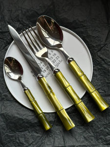 apous | Bamboo Joint Knife Fork Spoon Set 304 Stainless Steel