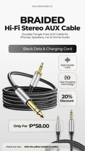 4-Pole Braided 3.5mm Hi-Fi Stereo AUX Cable | Male-to-Male Audio Extension Cord | Durable Tangle-Free AUX Cable for Phones Headphones Car Stereo Speakers Tablets Laptops & Home Audio Systems | Clear Stereo Sound & Stable Signal Connection