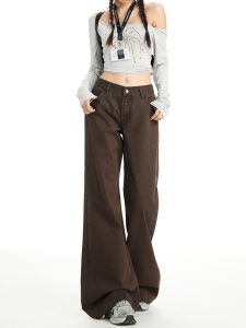 Low Waist Bell Bottom Denim Jeans Womens Fall New Style Slimming Not Tight Leggings American Style Pure Color Casual Jeans