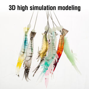 1PCS Soft Prawn Shrimp Swivel Wobbler Hook Artificial Bait Bead Sabiki Rig Fishing lure Tackle Silicon Luminous Connector Spinner