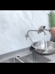 Swinging Faucet Semi-Automatic Rotatable Kitchen Stainless Steel Splash Proof Water Tap 4-Point Interface
