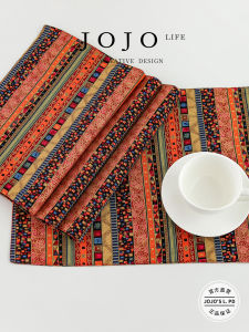 Thickened Heat Resistant Table Mat JOJOS L. PD Red Stripe Print Dining Table Pads Nordic Style Home Use Cotton Material