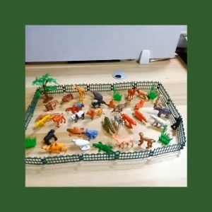 53pcs/set Mini Jungle Animal Toy Set Dinosaur Wildlife Model Children Puzzle Early Education Gift