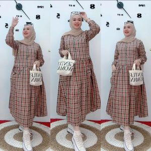 midi dress kotak by korina ter best seller
