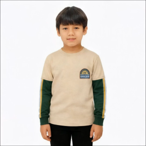 Kaos Panjang Anak laki-laki perempuan 1-12 Tahun Bahan Katun Combed 24s ORKIDS Botoshin Cream Green