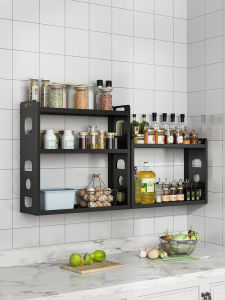 Modern Simple Wall Mounted Kitchen Storage Rack Iron Material Three Layers Spice Holder Oil Salt Sauce Vinegar Organizer