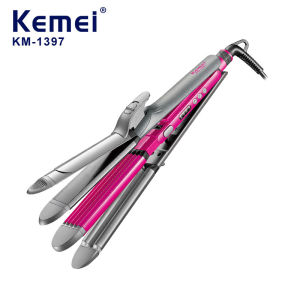 Kemei | KM-1397 4 in 1 Hair Straightener Crimper Hair Wand Curler Flat and Curling Iron Women Hair Styling Waver Adjustable Temperature
