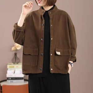 K-style Casual Loose Slimming Jacket Denim Spring & Fall Long Sleeves Younger Womens Clothing Cut-off Baseball Uniform Short