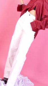 DISYAK - Cargo Pants Loose Highwaist Jeans Non-Stretch Broken White 115-215