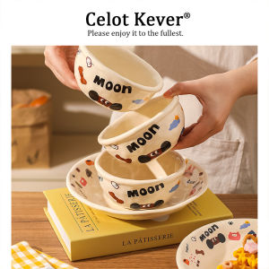 Partitioned Ceramic Plates High-Aesthetic Breakfast Utensils