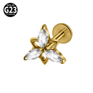 2/1PCS G23 Implant Titanium CZ Heart Marquise Flat Labret Lip Stud Waterdrop Zirconia Internal Ear Helix Daith Lobe Earrings