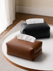 Luxurious Leather Tissue Box for Car And Home Use Creative Nordic Style Storage Organizer High Quality Drawstring Tissue Box