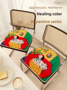 Adorable Spot Dog Cartoon Ice Silk Chair Pad Universal Four Seasons Summer Home Fabric Art Dining Table Chair Cushion