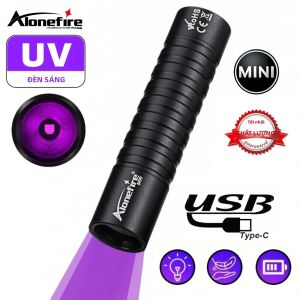 Đèn Pin Mini Alonefire Mini UV 365/395nm Đèn Pin Có Thể Sạc Lại Để Phát Hiện Vết Nấm Ở Mèo Tiền Phát Quang Đánh Dấu Bóng Đèn LED Chống Nước