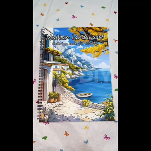 Sổ Tô Màu Italian Landscape Coloring Book Phong Cảnh Nước Ý Khổ A4 24 Tờ Gáy Lò Xo LIM DIY
