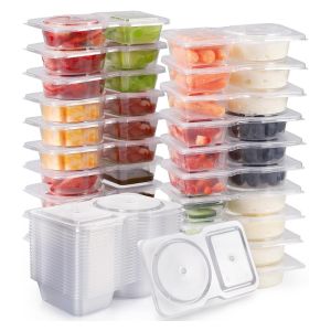 5/10/20/40PCS Double Compartment Seasoning Container with Lid Portable Compartment Snack Container for Daily Outdoor Picnic
