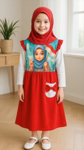 Gamis Merah Putih AGUSTUSAN Dress Anak Perempuan CARLINA FASHION