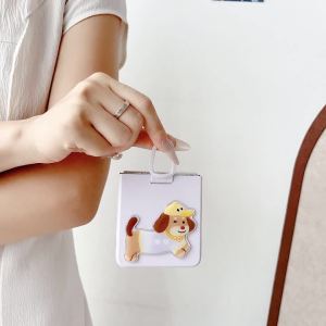 szhaiyu | Cute Puppy PC+TPU Phone Case For Samsung Galaxy Z Flip 8 7 6 5 Flip7FE Flip8 Flip7 Flip6 with Ring Shockproof Protective Cover