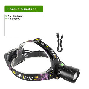2026 1000000LM Powerful LED Headlamp XHP199 Headlight Rechargeable Head Flashlight High Power Outdoor Head Lamp Fishing Light