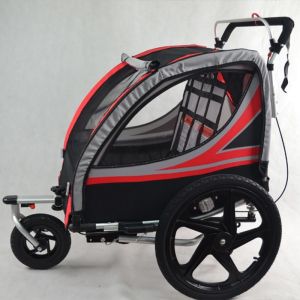 Aluminum Alloy Double Seat Bicycle Trailer Wheelchair Child Carrier Wagon Universal Wheel Hiking Cart Parent-Child Bike