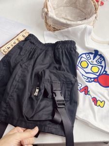 Cool Casual Short Pants for Boys Thin Five-Point Workwear Stylish Korean Version Spring Cotton Fabric Suitable for Ages 9-13