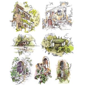 Retro Transparent Silicone Rubber Stamp Sketch Landscape Scenic Spot Scrapbooking Decorative Pattern Chapter for Students And Business People