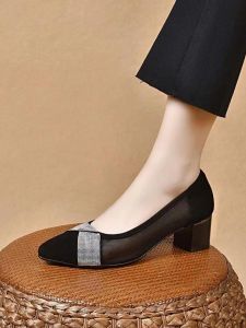 Traditional Beijing Cloth Shoes for Women 2024 New Style Breathable Summer High Heel Mesh Shoes Womens Patent Leather Zipper Closure