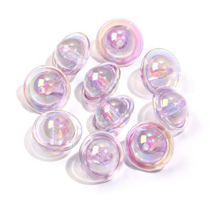 10pcs/lot Colorful UFO Shape Acrylic Beads Flying Saucer Loose Spacer Beads For Jewelry Making DIY Keychain Necklace