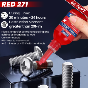 10mlRed thread locking agent -a detachable thread locking metal adhesive used on nuts bolts and fasteners to prevent loosening