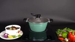 Nồi nhôm đúc nguyên khối size 24cm đáy từ sản xuất và nhập khẩu từ Hàn Quốc có kiểm định an toàn VSTP dung tích 3.7 lít dùng cho 4 - 5 người dùng