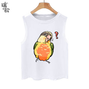 RuiYi | Cute Parrot Pattern Sleeveless T-shirt Cotton