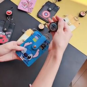 Singapore Ezlink Card Holder Keychain Student ID Tag 5 Slots with stretchable lanyard Stretch Buckle Zipper Coin Pocket