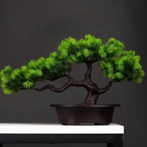 Kmitang | 27cm Artificial Pine Plants Bonsai Fake Tree Ornaments Plastic Plants Landscape Simulation Tree for Home Room Desktop Decoration