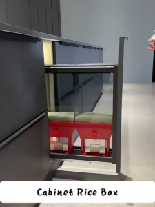 Haiigen Aluminum Alloy Material Pull Out Rice Storage With Drawer Type Box Whole Grains Storage