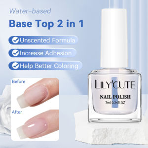 LILYCUTE 7ml Water-based Nail Base Top Polish 2 in 1 Clear Shine Nail Care Quick Drying No Need of Lamp to Cure Nail Art Varnish
