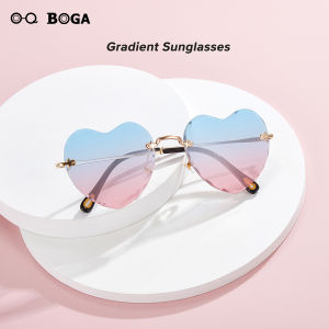OQ BOGA 6 Styles Fashion Women Heart Frame Lens Color Gradient Sunglasses Female Colorful Rimless Sun Glasses UV400